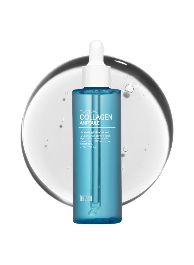 TENZERO Moisture Collagen Ampoule 110ml - Large Size K-Beauty Face Serum with Hydrolyzed Marine Collagen for Intense Hydration, Skin Firming, Anti-Aging & Wrinkle Care - Radiant Glass Skin Glow Serum - Image 1